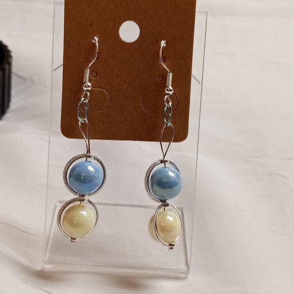 Steel Homemade Hand Crafted Dangled Earrings with Acrylic Beads #58 - Picture 14 of 14